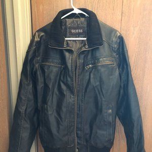Guess Men’s Brown Faux Leather Jacket Size M